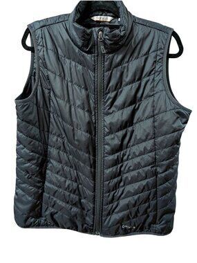 Orvis Recycled Drift Black Puffer Vest Womens L Primaloft Insulated Full Zip